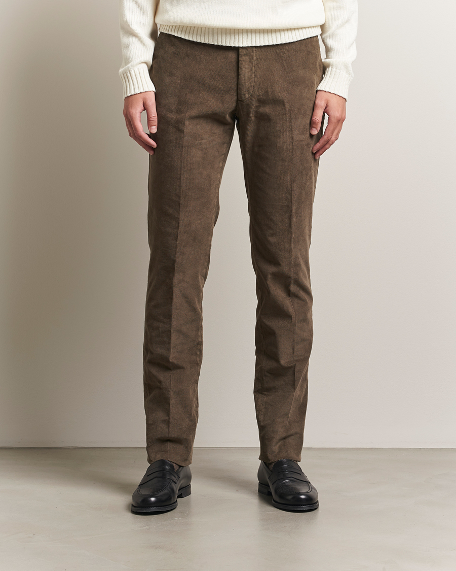 Men | Trousers | Incotex | Slim Fit Baby Corduroy Trousers Taupe