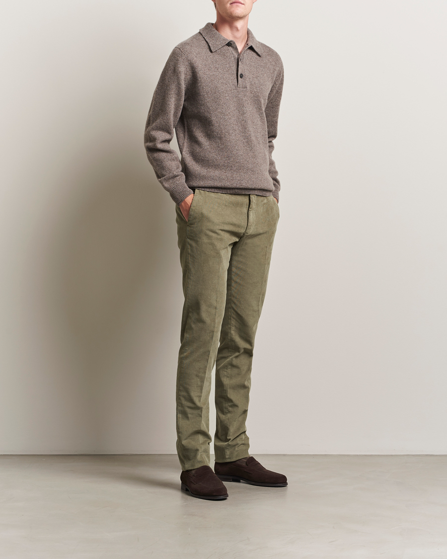 Men | Trousers | Incotex | Slim Fit Baby Corduroy Trousers Sage