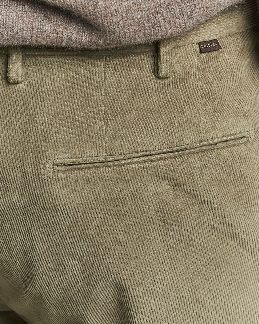Men | Trousers | Incotex | Slim Fit Baby Corduroy Trousers Sage