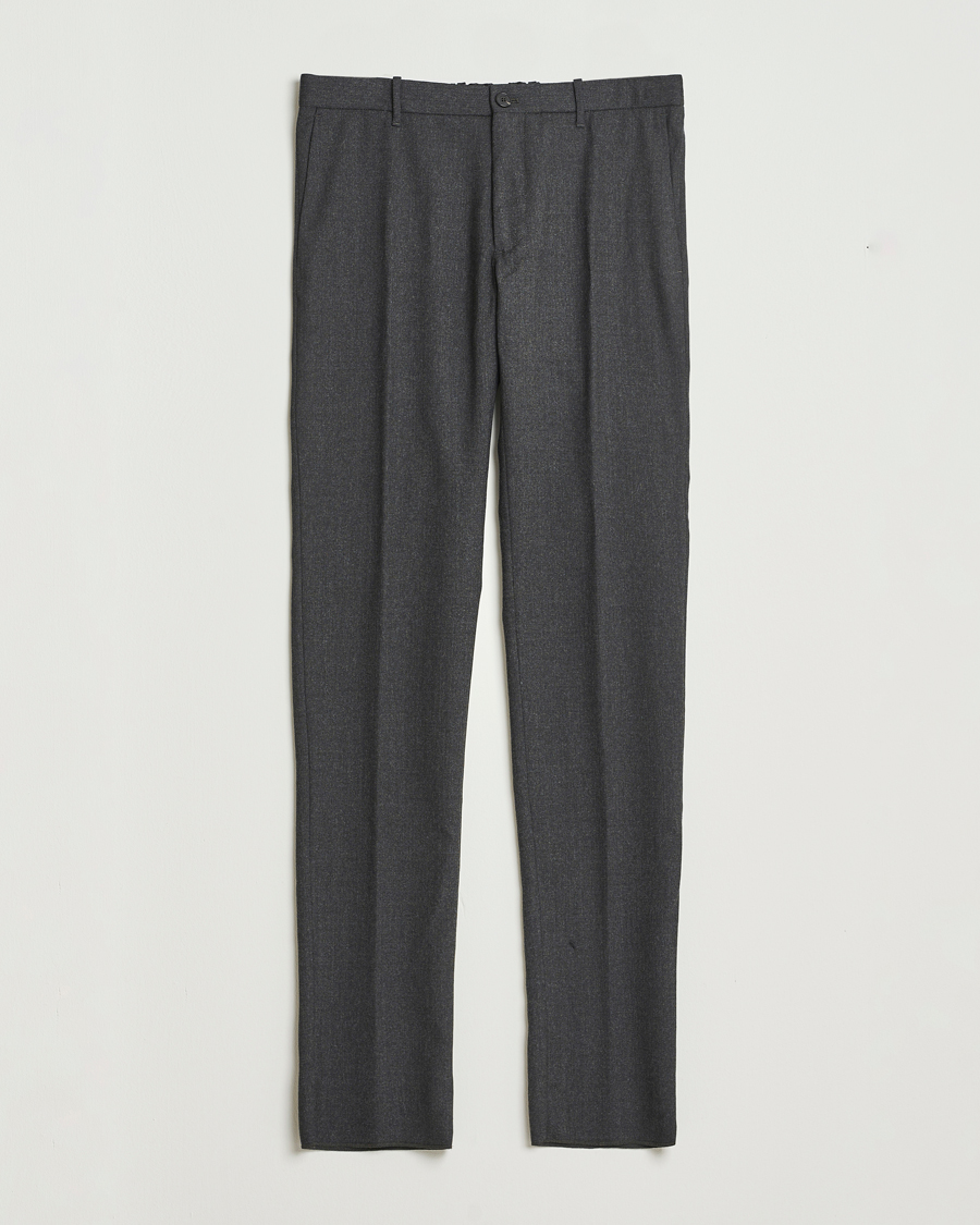Men | Trousers | Incotex | Slim Fit Washable Flannel Trousers Charcoal