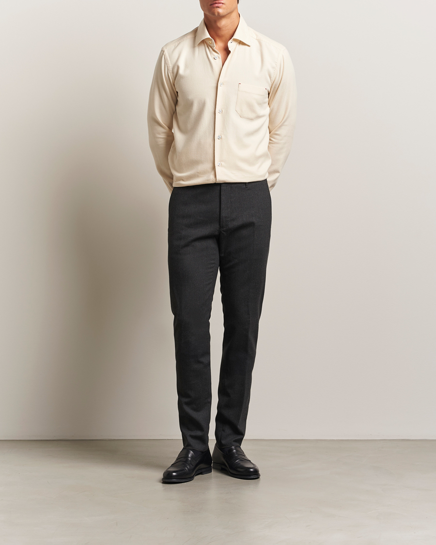Men | Trousers | Incotex | Slim Fit Washable Flannel Trousers Charcoal