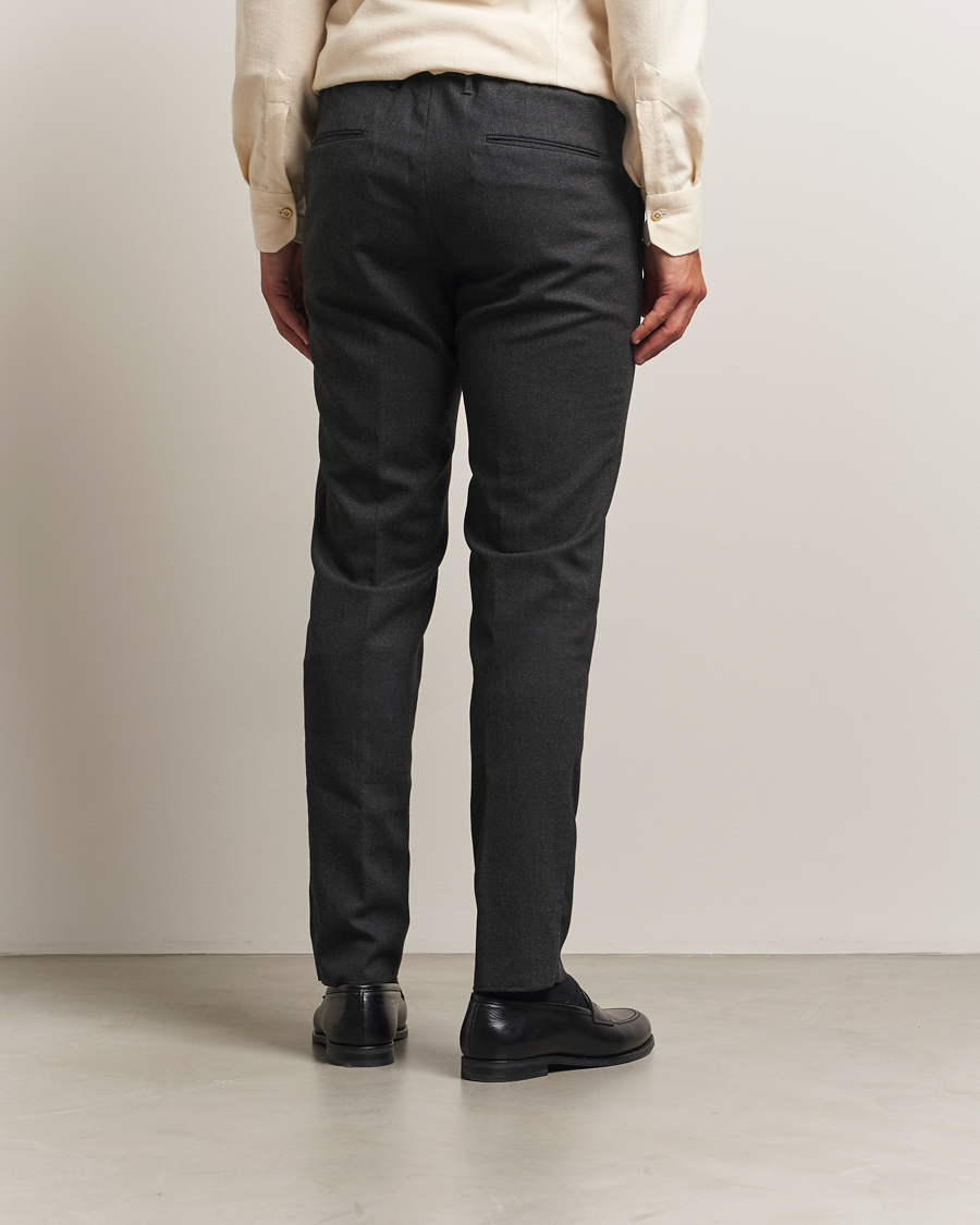 Men | Trousers | Incotex | Slim Fit Washable Flannel Trousers Charcoal