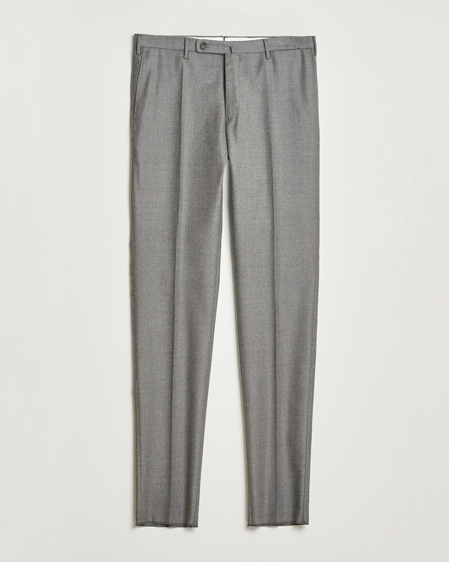 Men | Trousers | Incotex | Regular Fit Worsted Flannel Trousers Light Grey