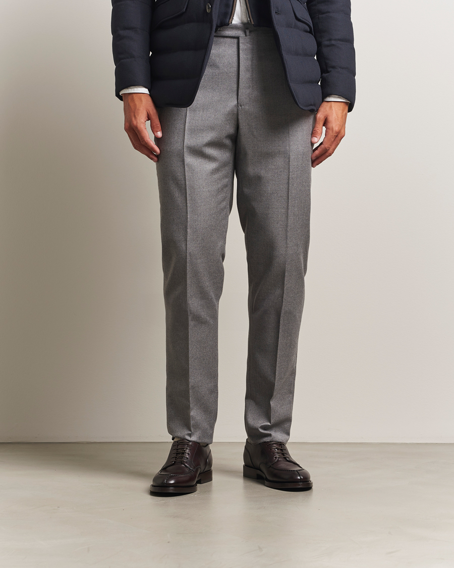 Men | Trousers | Incotex | Regular Fit Worsted Flannel Trousers Light Grey