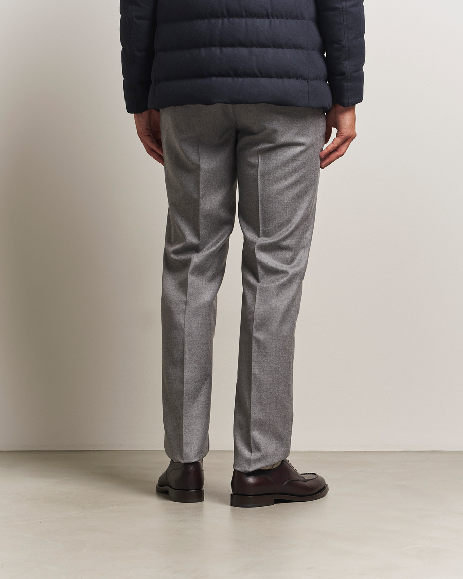 Men | Trousers | Incotex | Regular Fit Worsted Flannel Trousers Light Grey