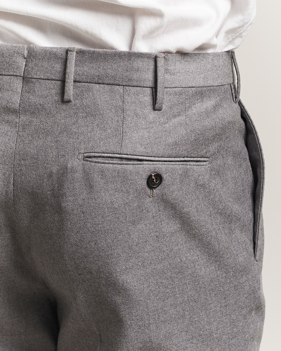 Men | Trousers | Incotex | Regular Fit Worsted Flannel Trousers Light Grey