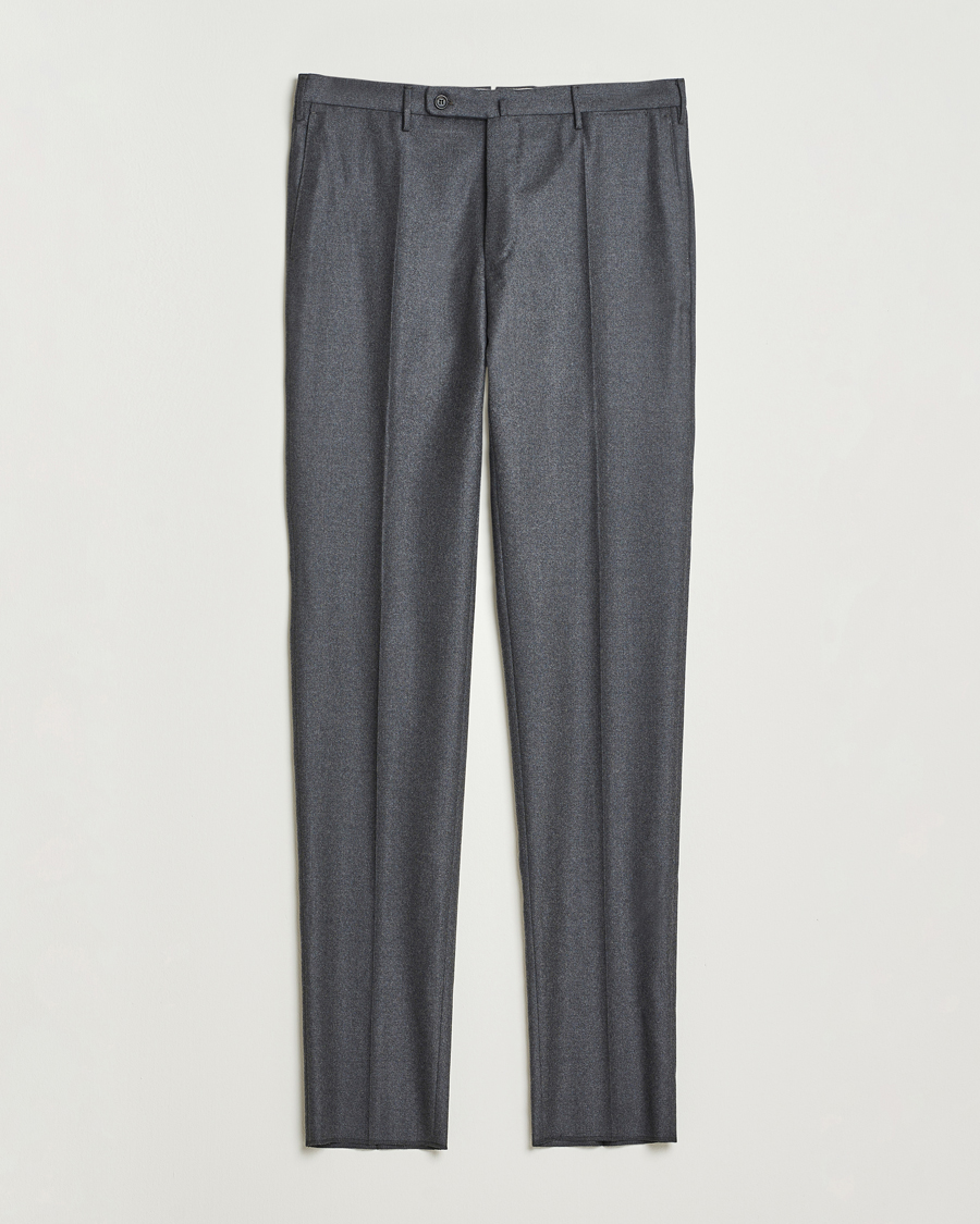 Men | Trousers | Incotex | Regular Fit Worsted Flannel Trousers Grey Melange