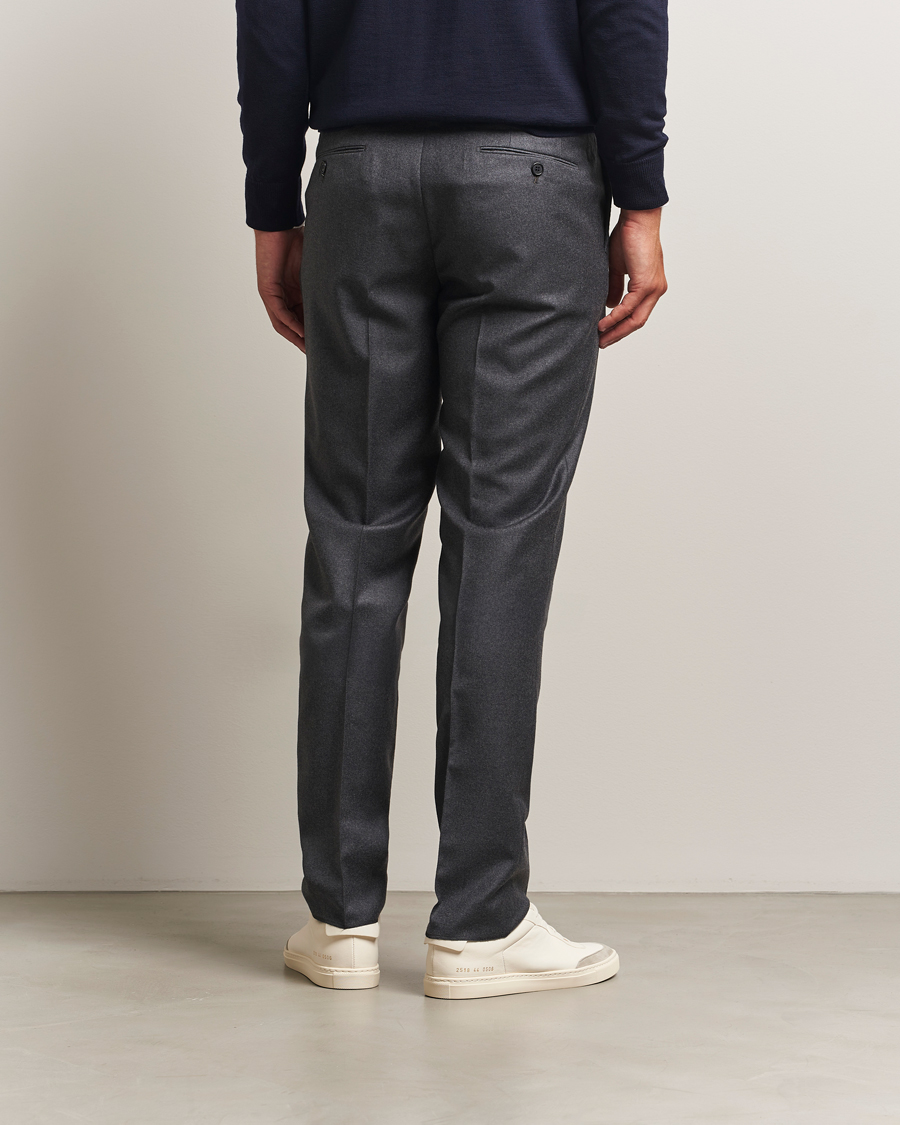 Men | Trousers | Incotex | Regular Fit Worsted Flannel Trousers Grey Melange