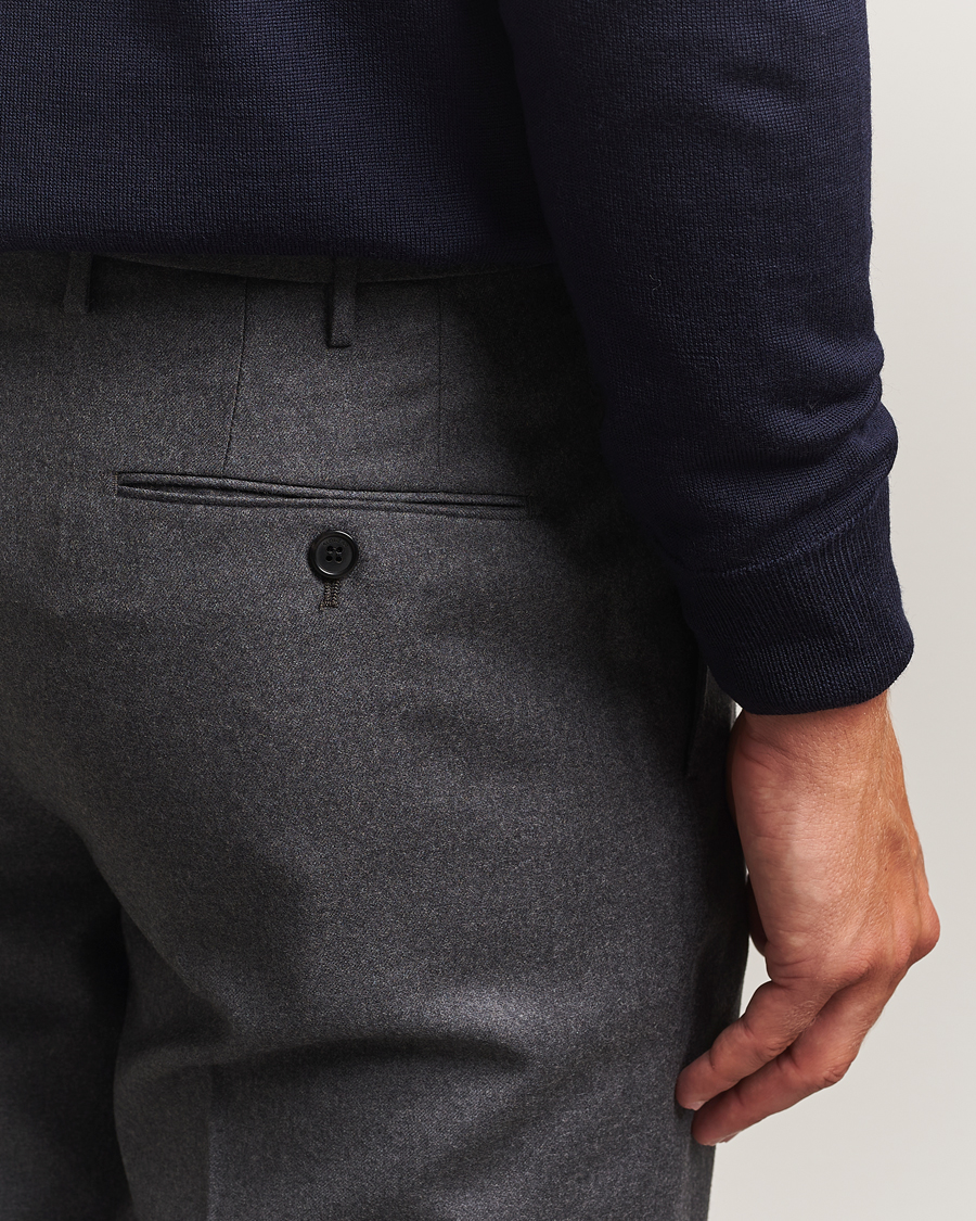 Men | Trousers | Incotex | Regular Fit Worsted Flannel Trousers Grey Melange