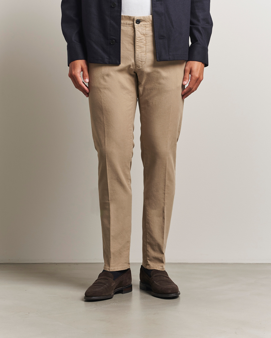 Men | Trousers | Incotex | Slim Fit Garment Dyed Slacks Beige