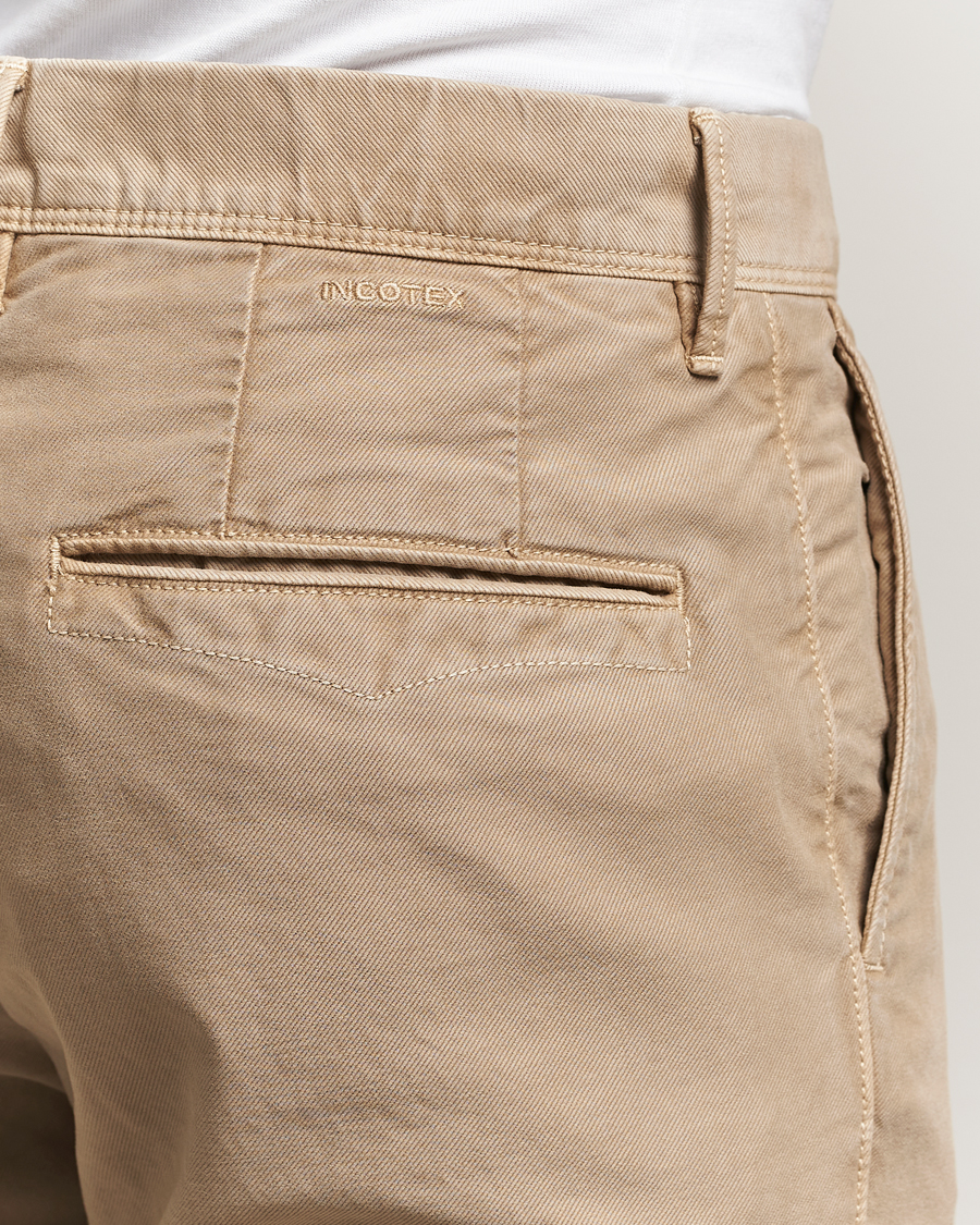 Men | Trousers | Incotex | Slim Fit Garment Dyed Slacks Beige