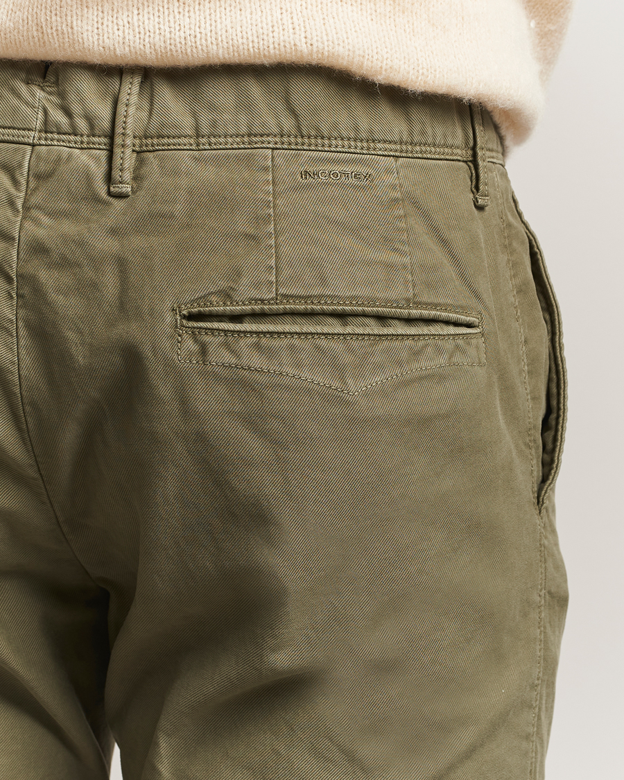 Men | Trousers | Incotex | Slim Fit Garment Dyed Slacks Green