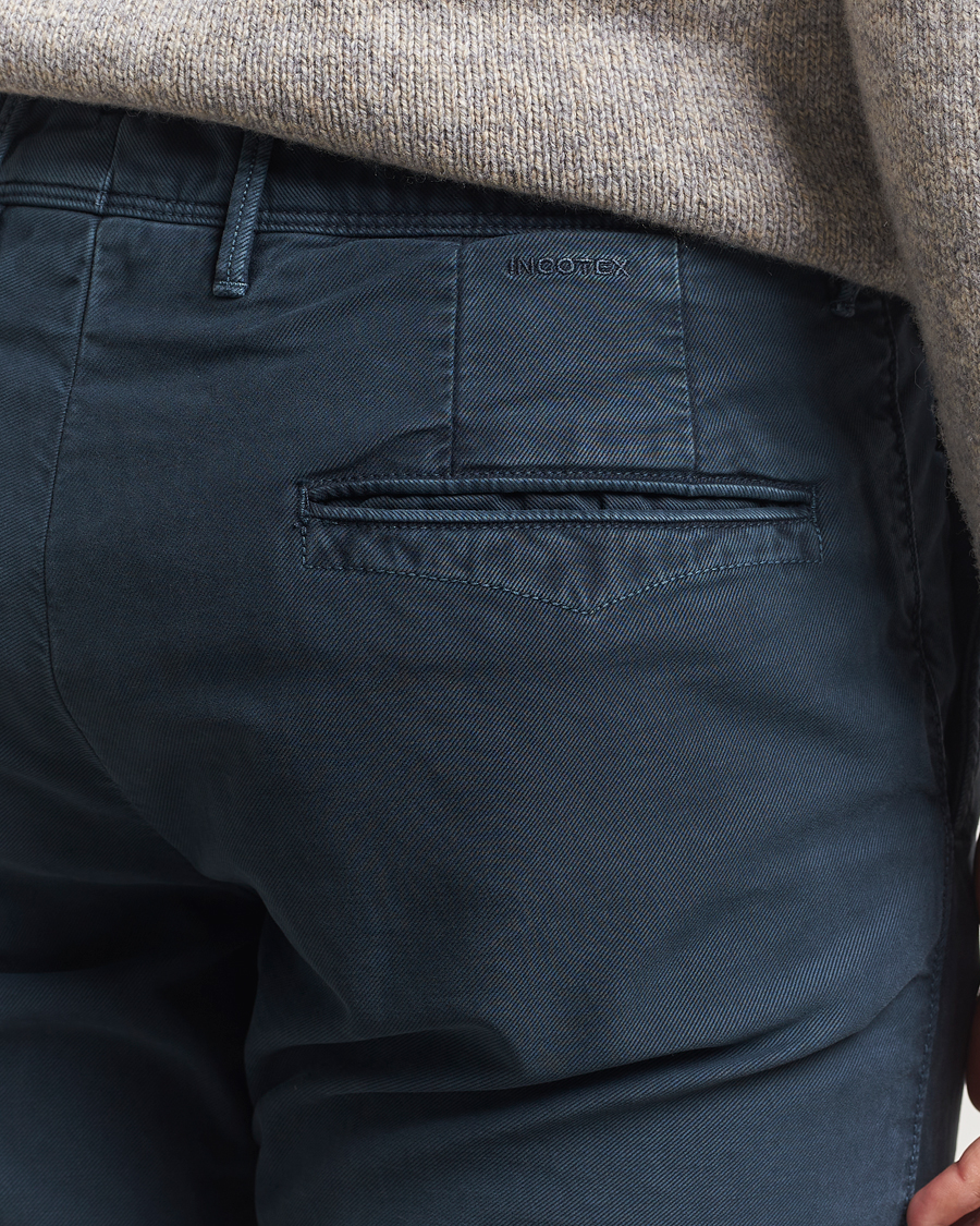 Men | Trousers | Incotex | Slim Fit Garment Dyed Slacks Navy