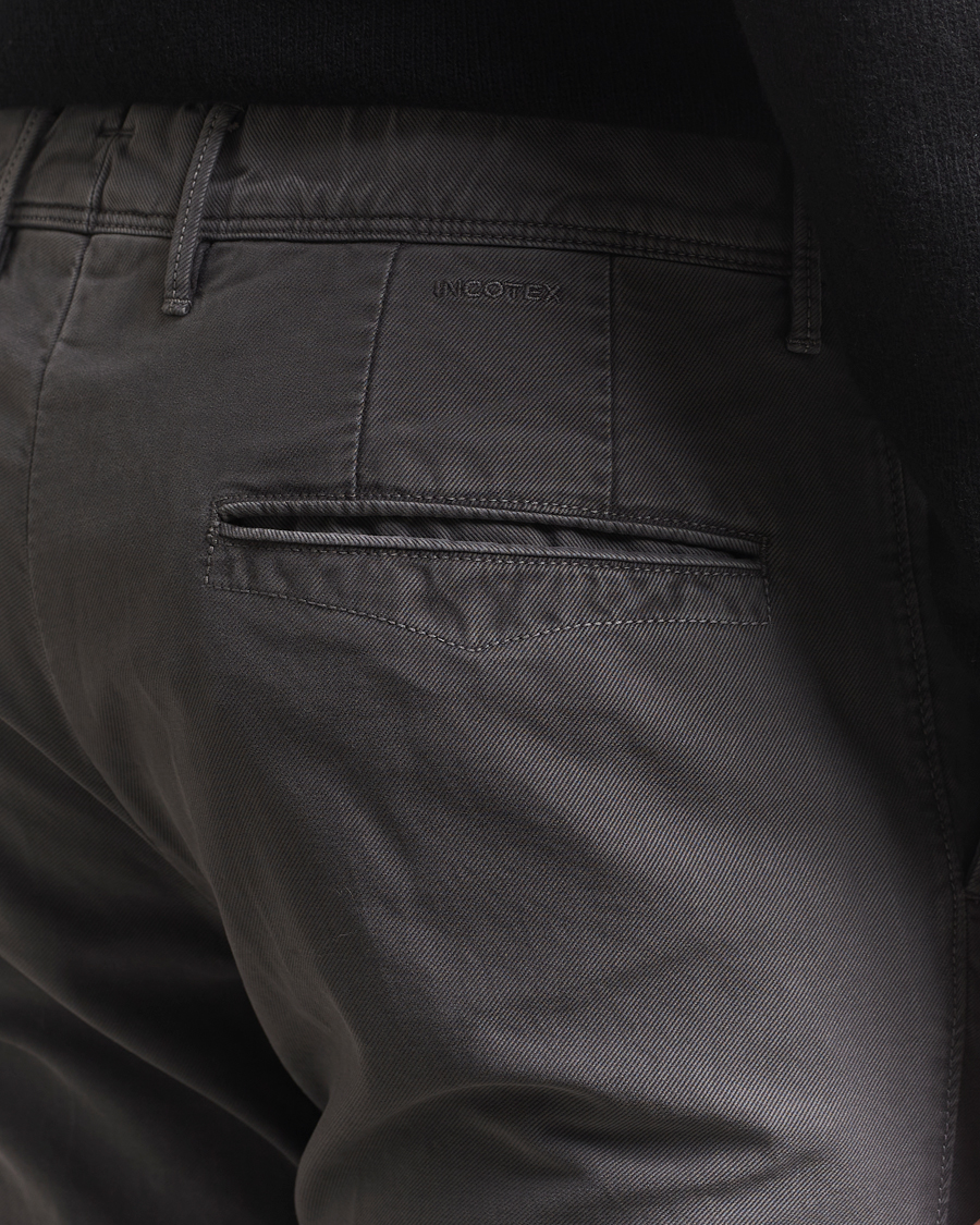 Men | Trousers | Incotex | Slim Fit Garment Dyed Slacks Dark Grey