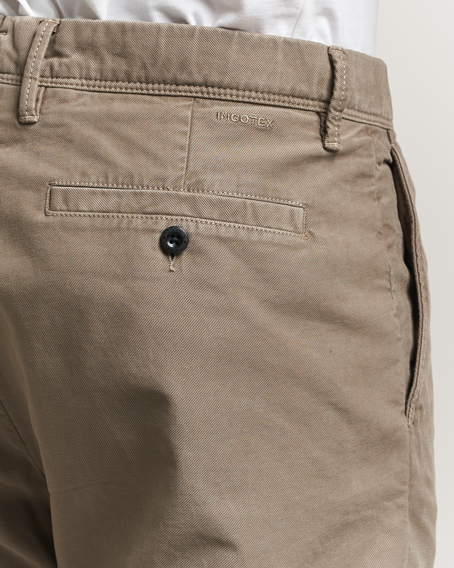 Men | Trousers | Incotex | Regular Fit Garment Dyed Slacks Taupe