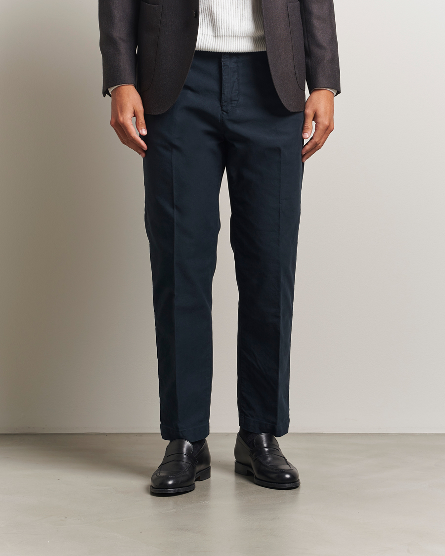 Men | Trousers | Incotex | Regular Fit Garment Dyed Slacks Navy