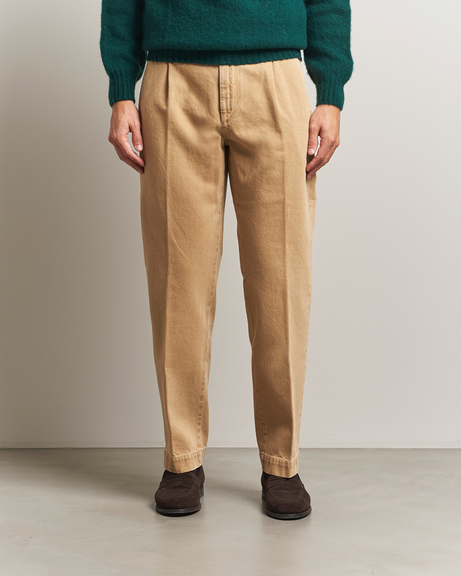 Men | Trousers | Incotex | Regular Fit Bull Denim Slacks Beige