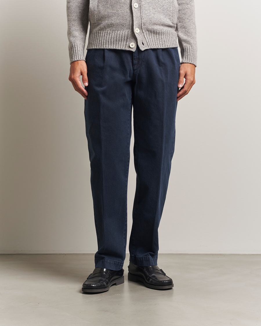 Men | Trousers | Incotex | Regular Fit Bull Denim Slacks Navy
