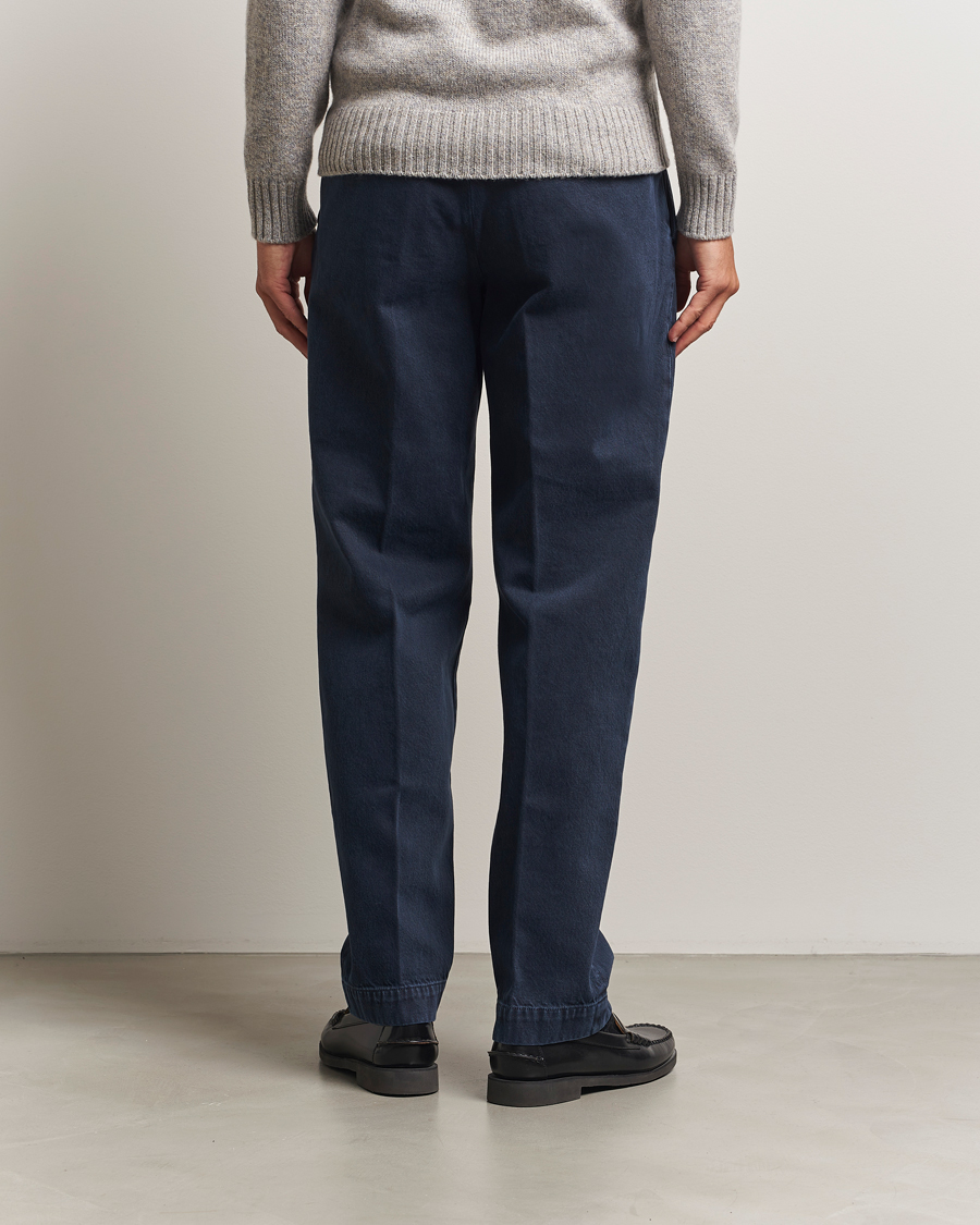 Men | Trousers | Incotex | Regular Fit Bull Denim Slacks Navy