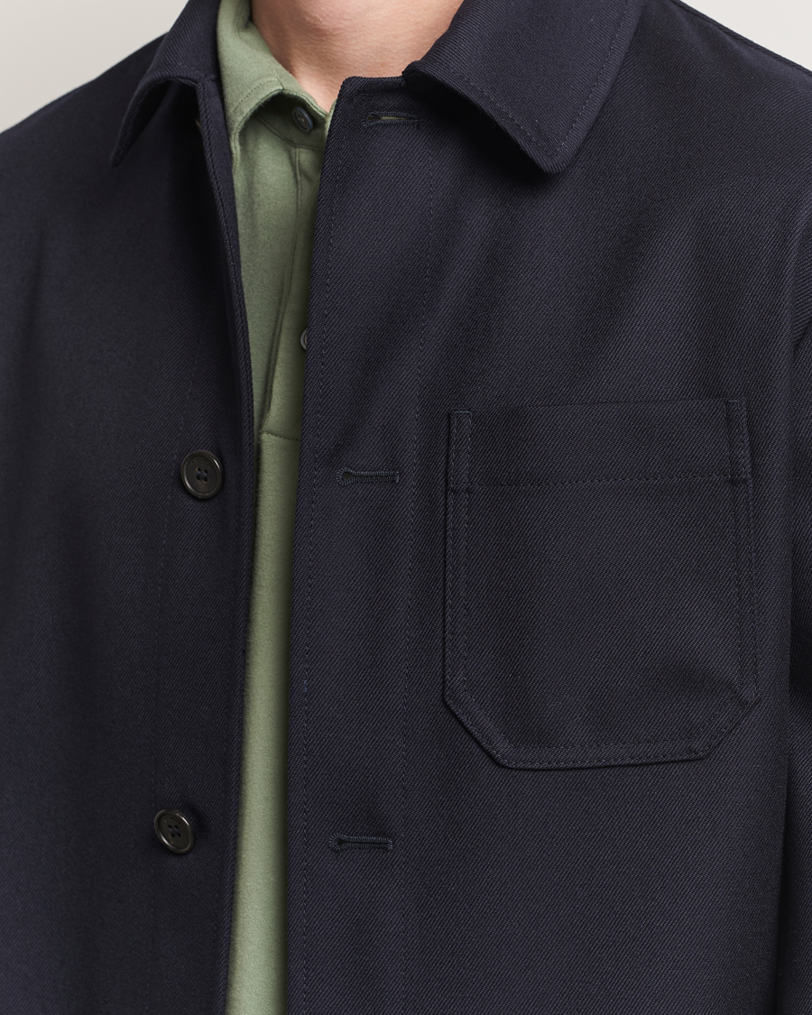 Men | Coats & Jackets | Incotex | Wool Cover Shirt Jacket Navy