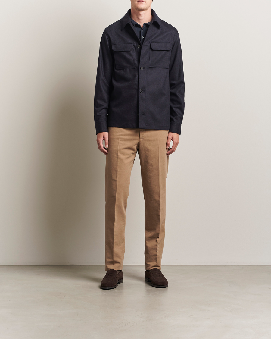 Men | Shirts | Incotex | Flannel Overshirt Navy