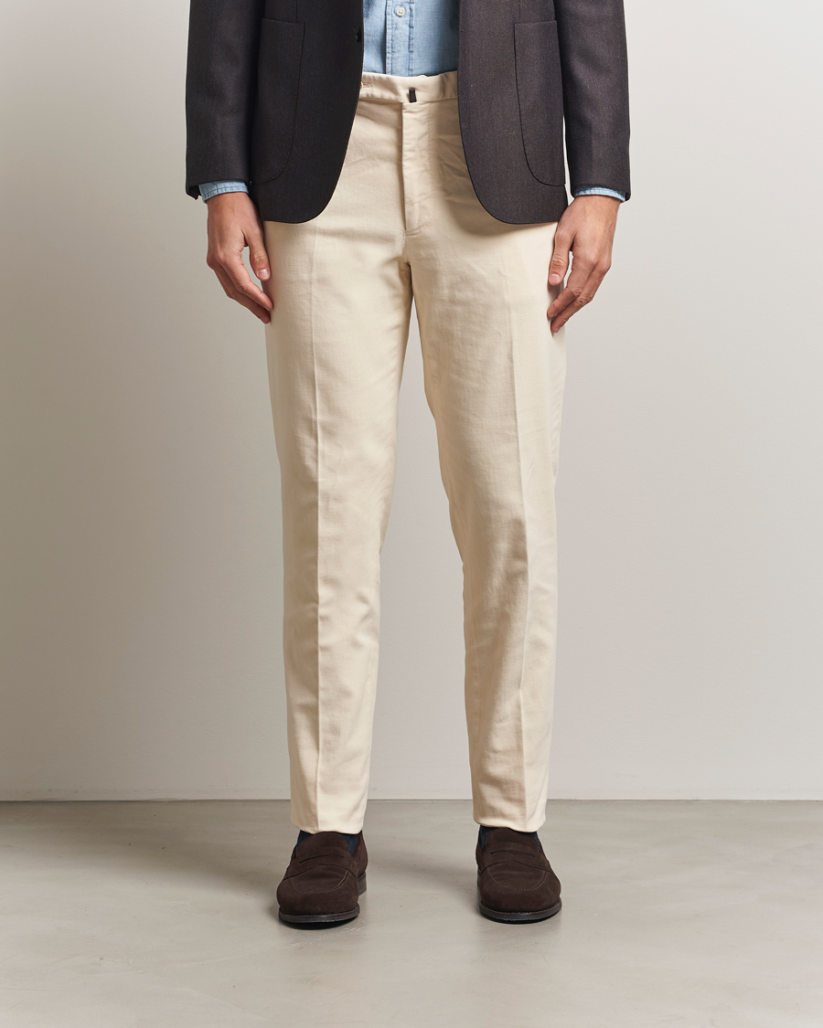 Men | Trousers | Incotex | Regular Fit Moleskine Trousers Off White