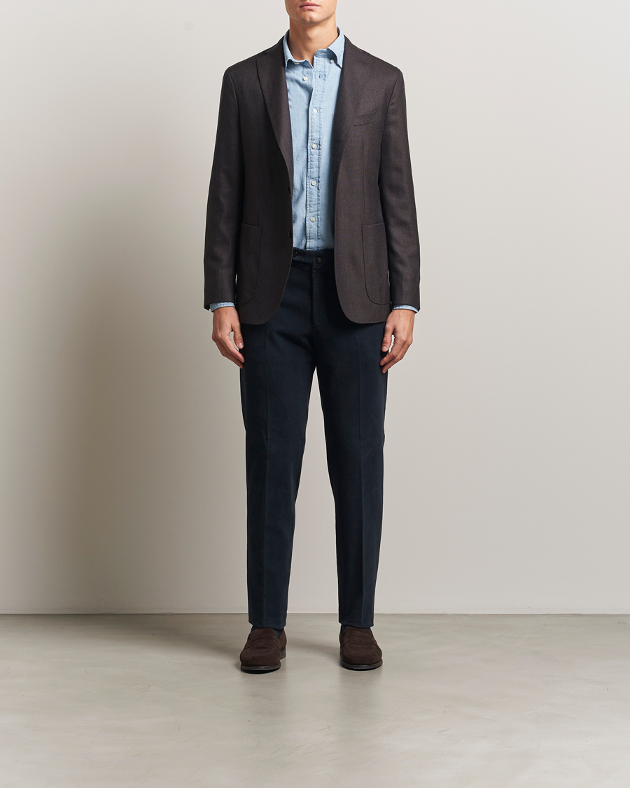 Men | Trousers | Incotex | Regular Fit Moleskine Trousers Navy
