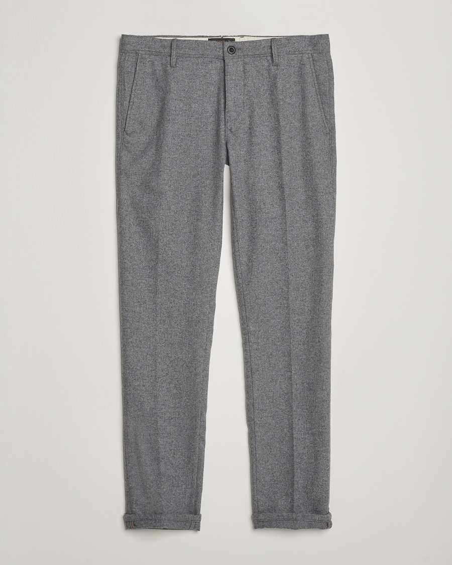 Men | Trousers | Incotex | Slim Fit Washed Flannel Slacks Light Grey