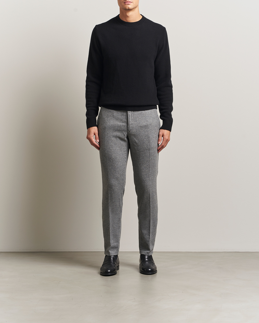 Men | Trousers | Incotex | Slim Fit Washed Flannel Slacks Light Grey