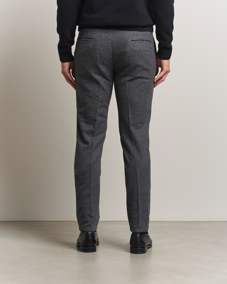 Men | Trousers | Incotex | Slim Fit Washed Flannel Slacks Grey Melange