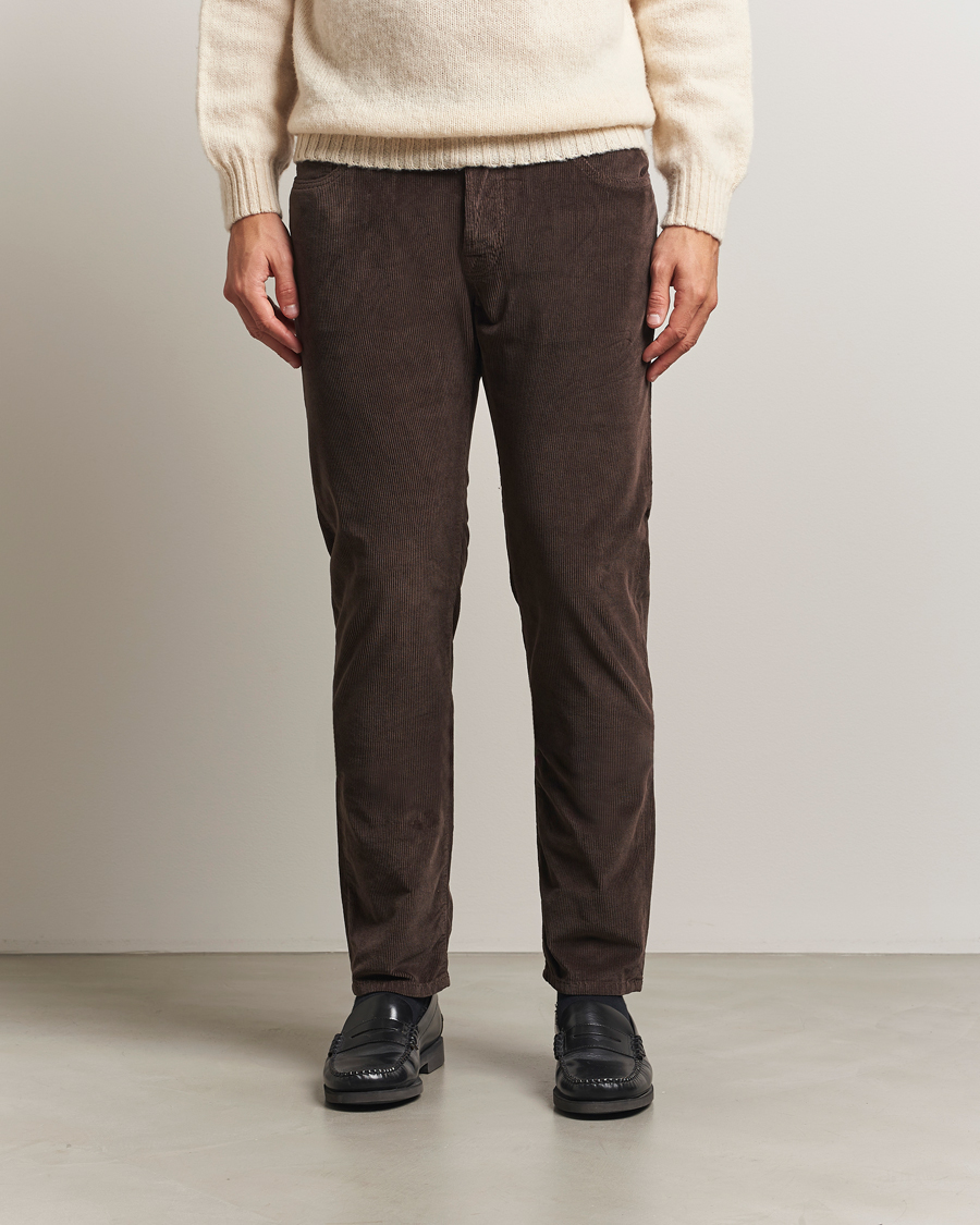Men | Trousers | Jacob Cohën | Bard 5-Pocket Medium Corduroy Trousers Brown