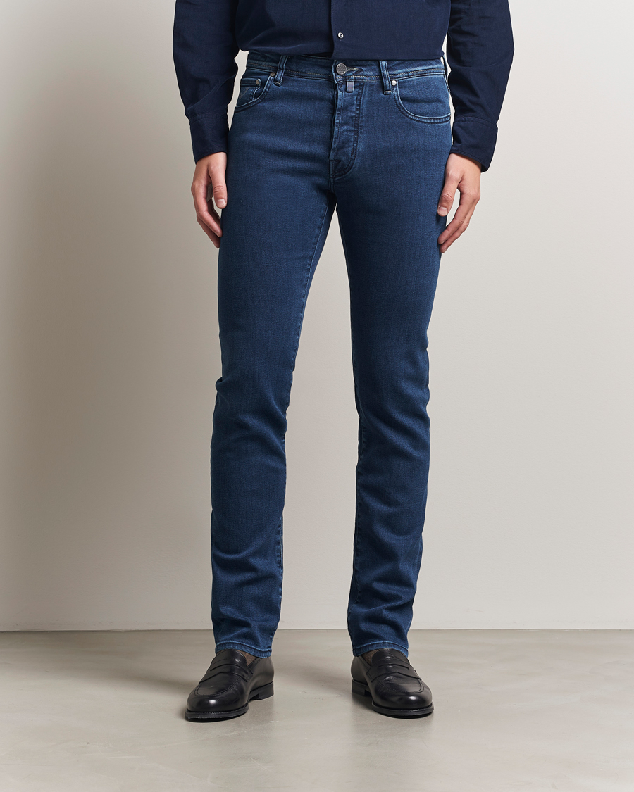 Men | Jeans | Jacob Cohën | Bard Slim Fit Trunk Patch Stretch Jeans Mid Blue