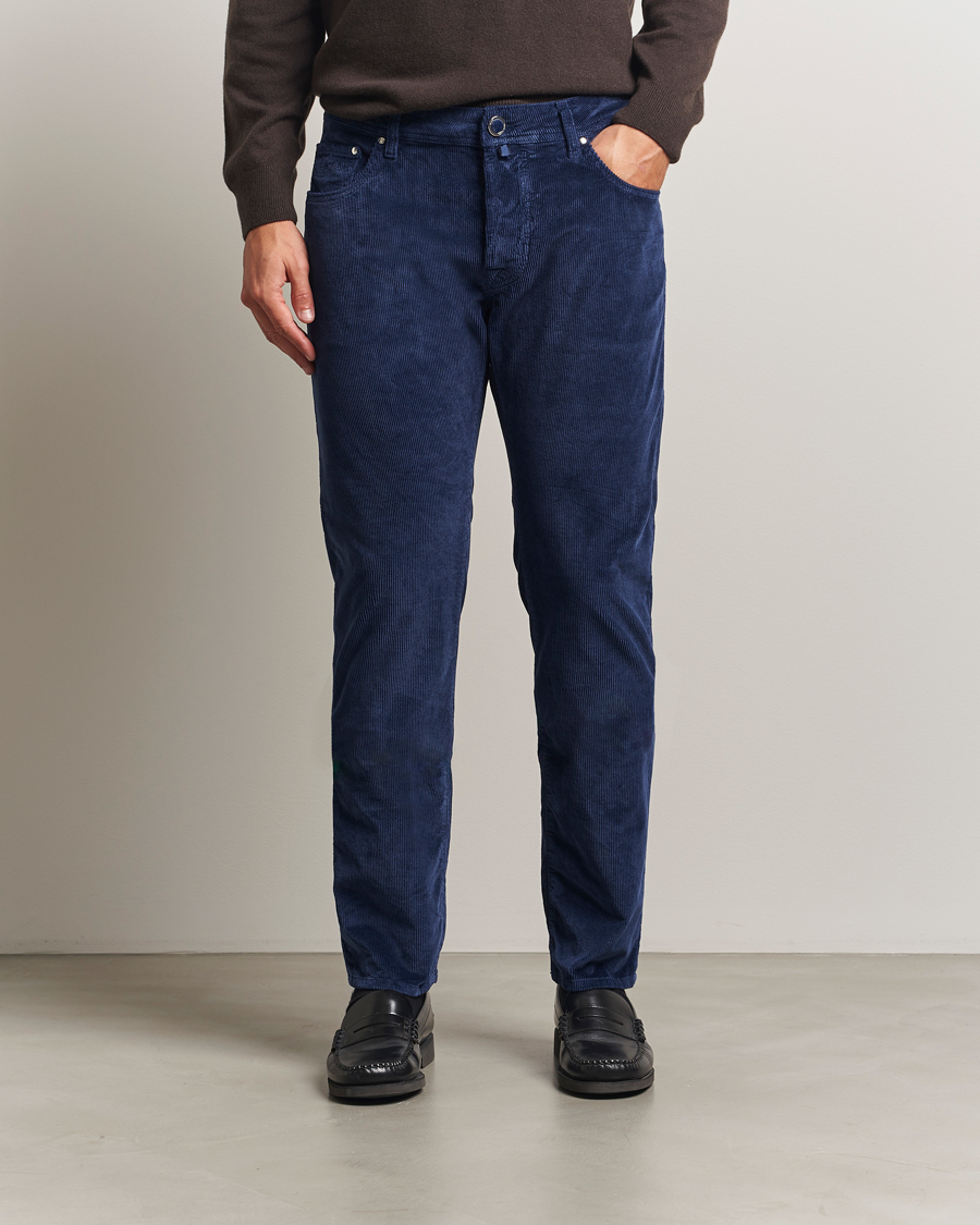 Men | Trousers | Jacob Cohën | Bard 5-Pocket Medium Corduroy Trousers Dark Blue