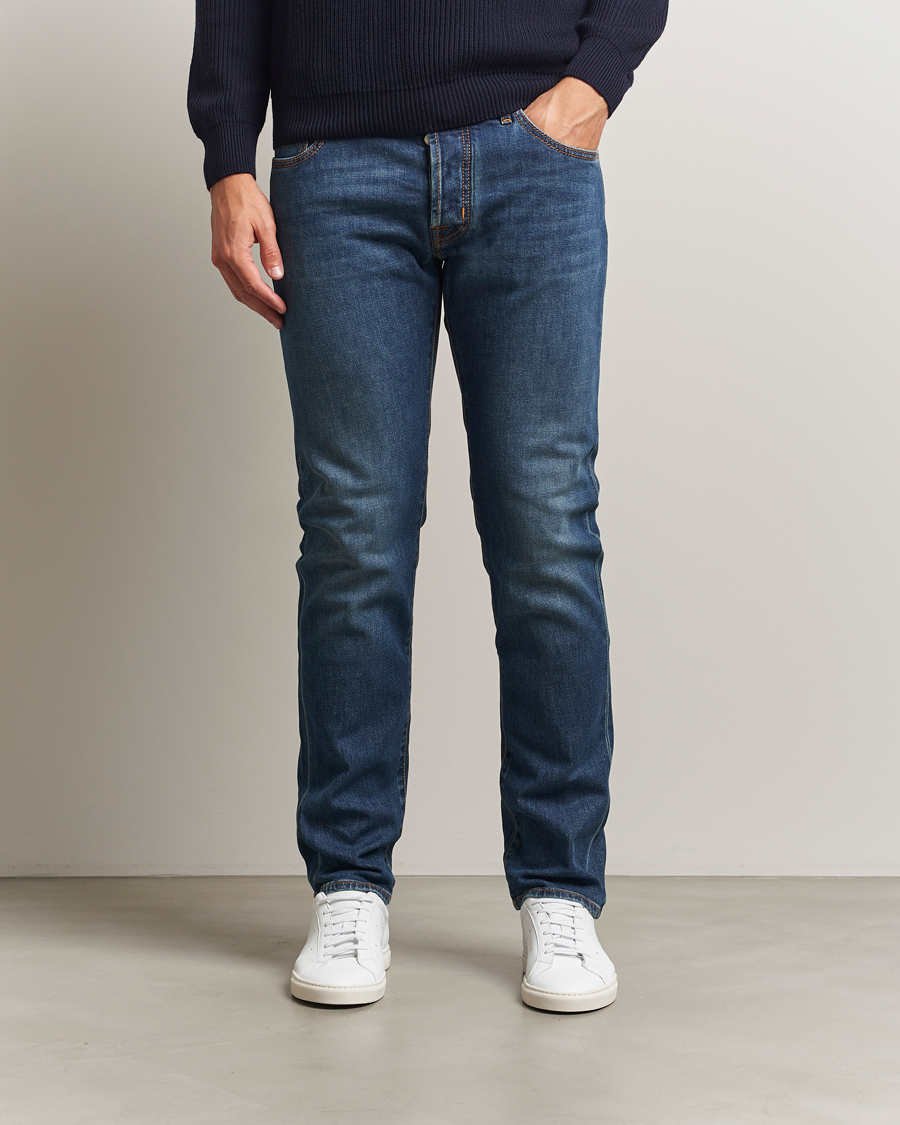 Men | Jeans | Jacob Cohën | Bard Milano-Cortina Slim Fit Stretch Jeans Mid Blue