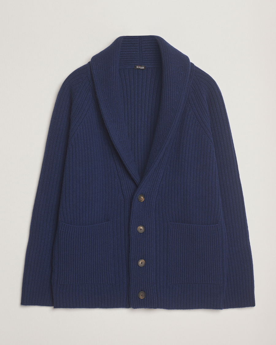 Men | Sweaters & Knitwear | Kiton | Cashmere Rib Shawl Cardigan Navy