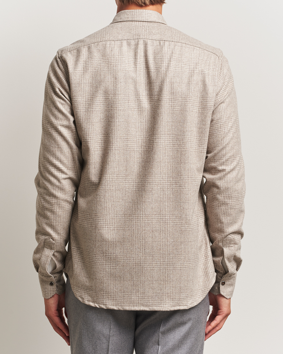 Men | Shirts | Kiton | Wool Check Overshirt Light Beige