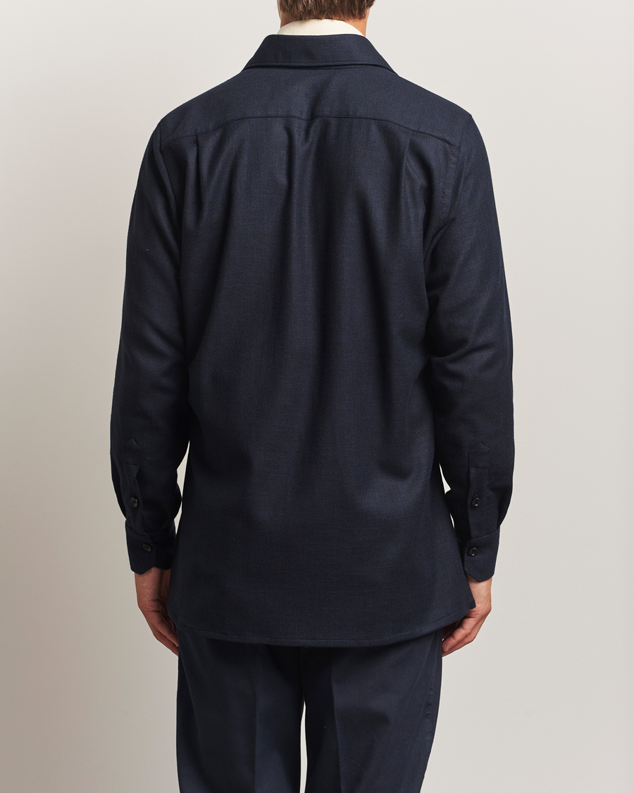 Men | Shirts | Kiton | Wool Overshirt Navy