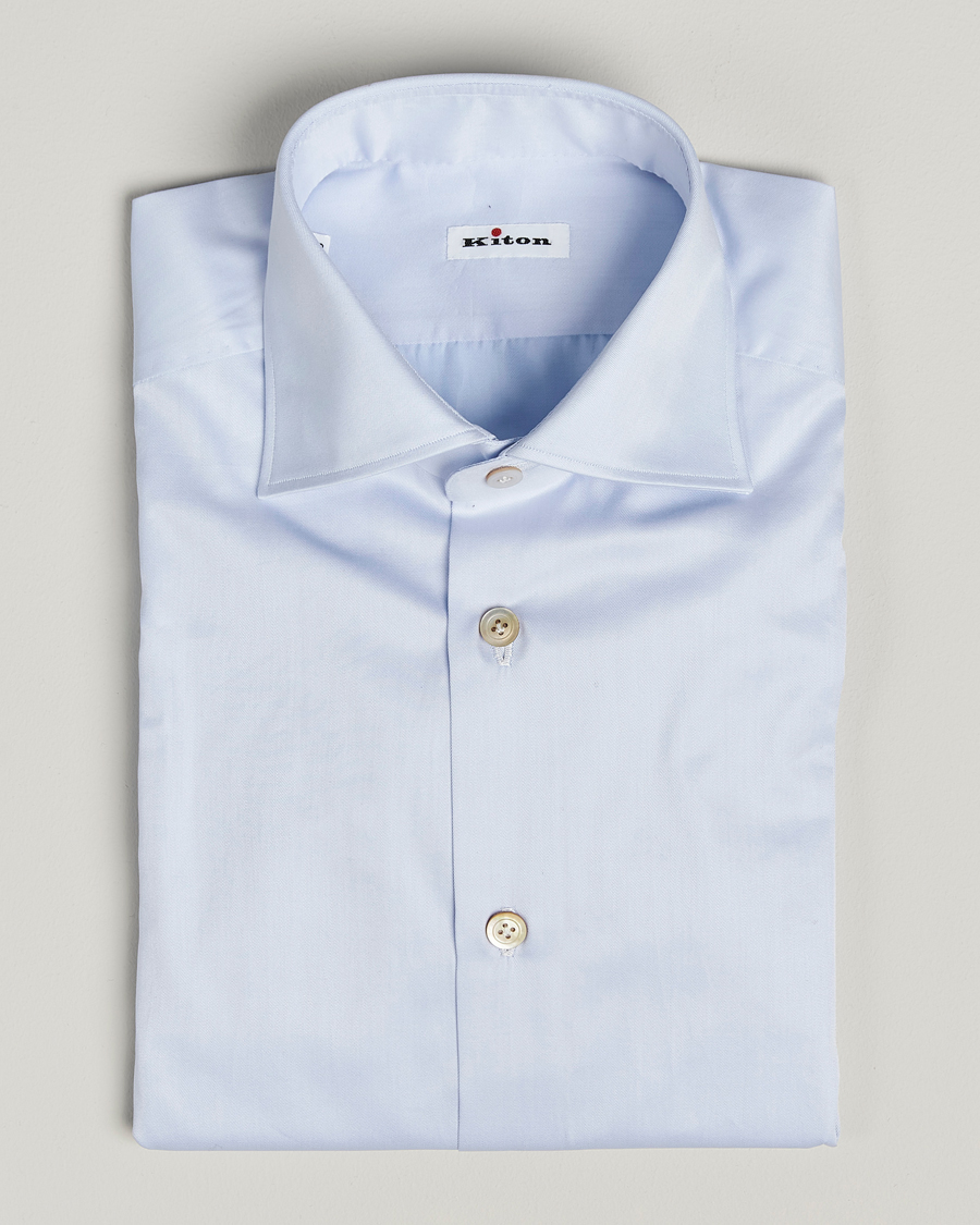 Men | Shirts | Kiton | Cotton Dress Shirt Light Blue