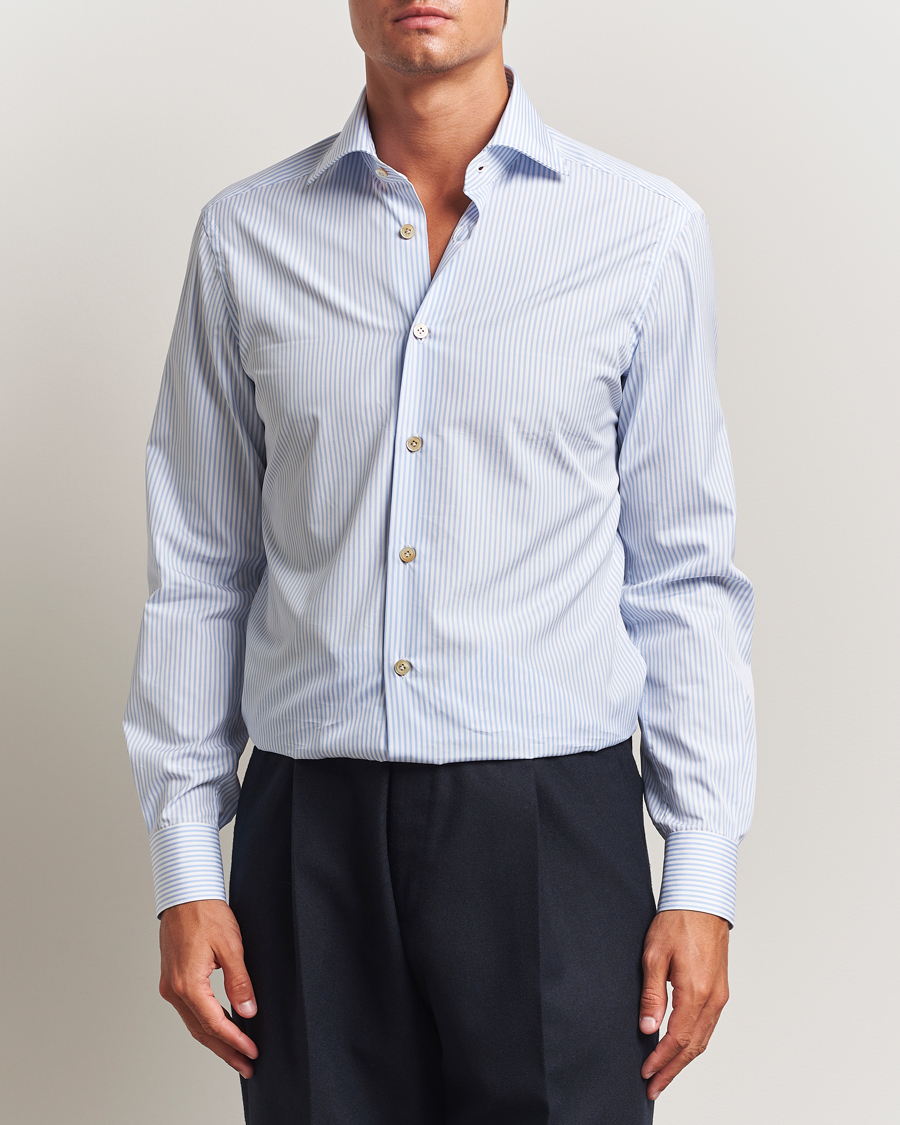 Men | Shirts | Kiton | Cotton Dress Shirt Light Blue Stripe