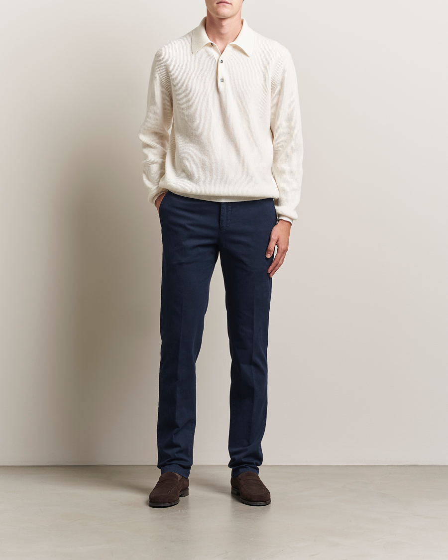 Men | Trousers | Kiton | Cotton/Cashmere Trousers Navy