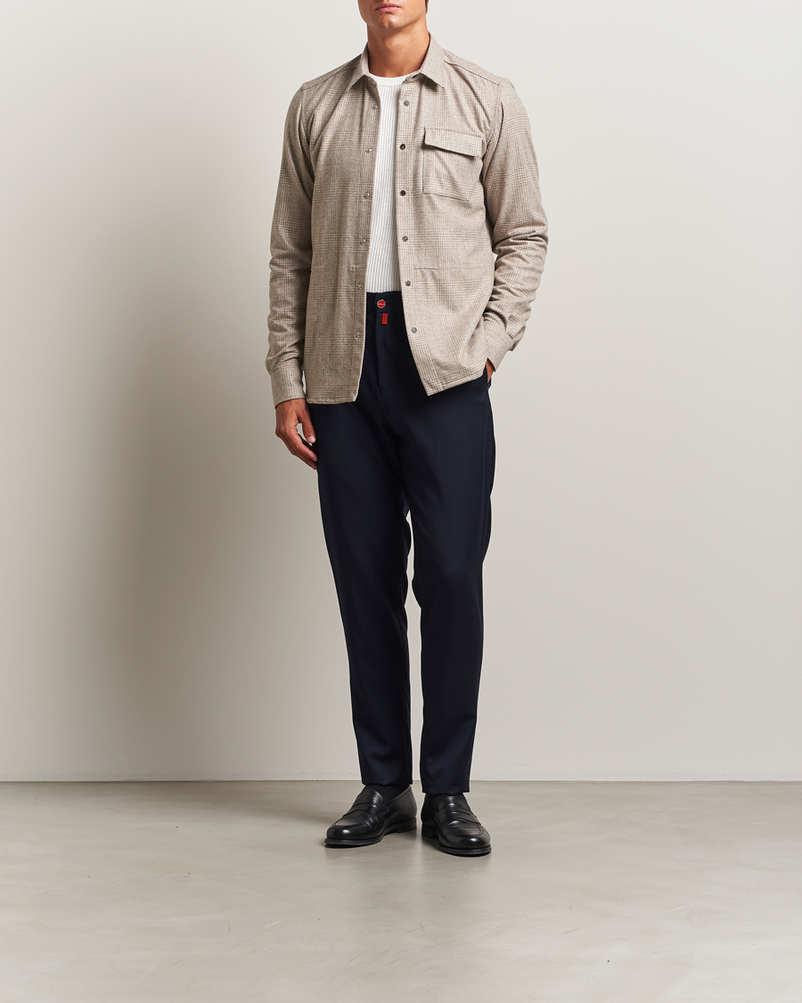 Men | Trousers | Kiton | Wool Stretch Drawstring Pants Navy