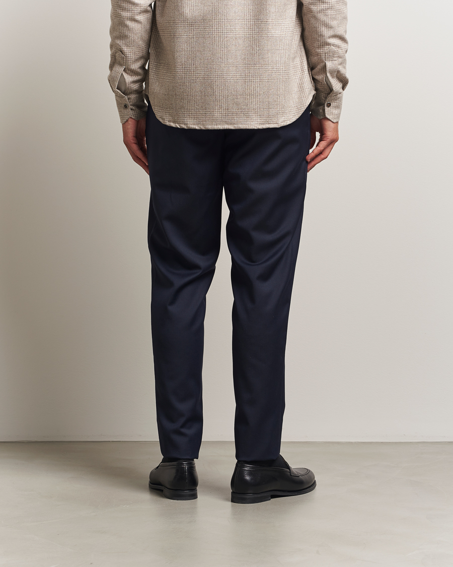 Men | Trousers | Kiton | Wool Stretch Drawstring Pants Navy