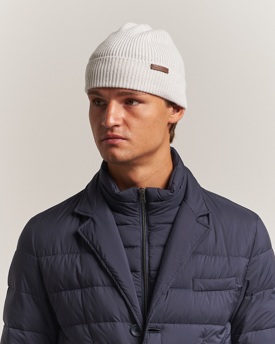 Men | Beanies | Kiton | Rib Cashmere Beanie Light Beige