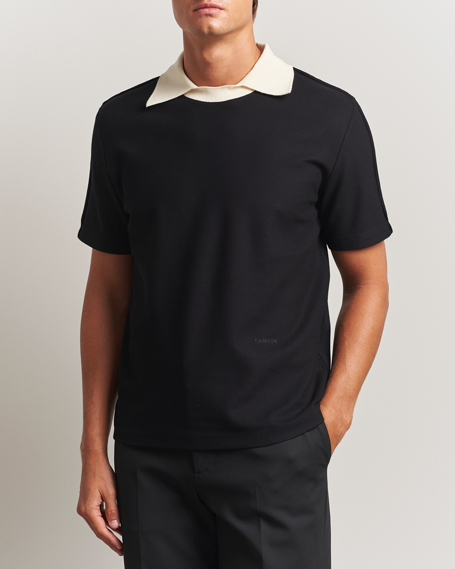 Men | Sweaters & Knitwear | Lanvin | Collar T-shirt Black