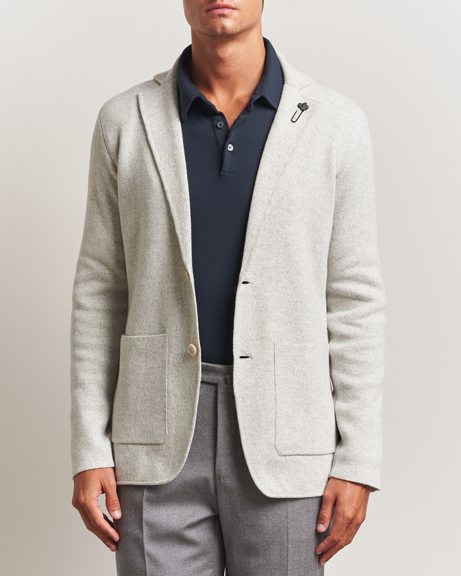 Men | Blazers | Lardini | Knitted Wool Blazer Light Grey
