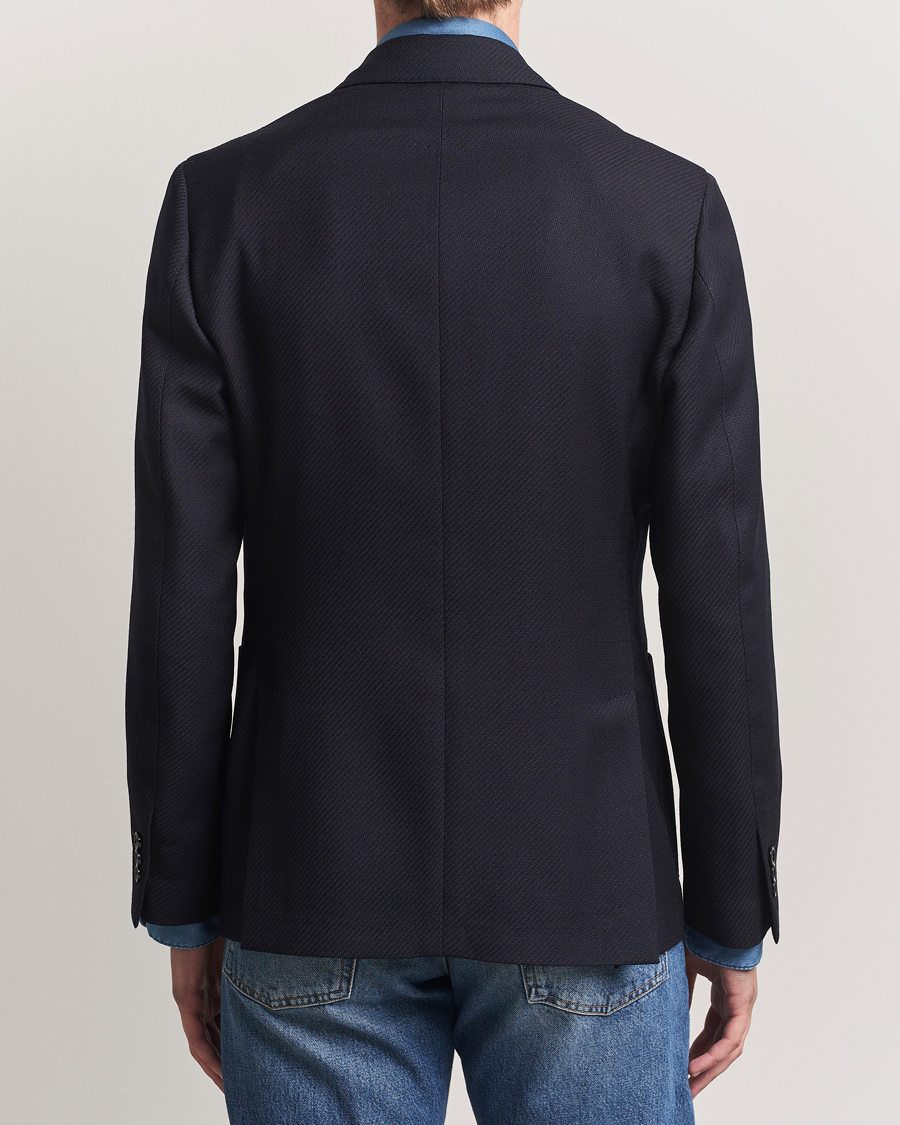 Men | Blazers | Lardini | Double Breasted Twisted Wool Blazer Navy