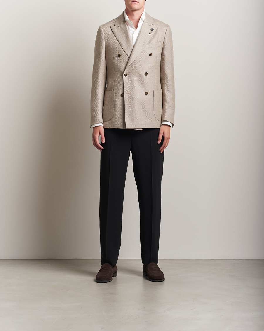 Men | Blazers | Lardini | Double Breasted Wool/Silk/Cashmere Blazer Beige