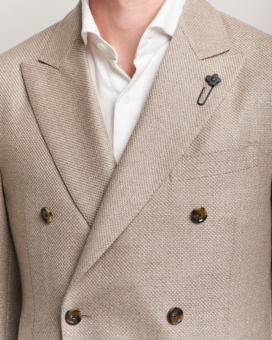 Men | Blazers | Lardini | Double Breasted Wool/Silk/Cashmere Blazer Beige