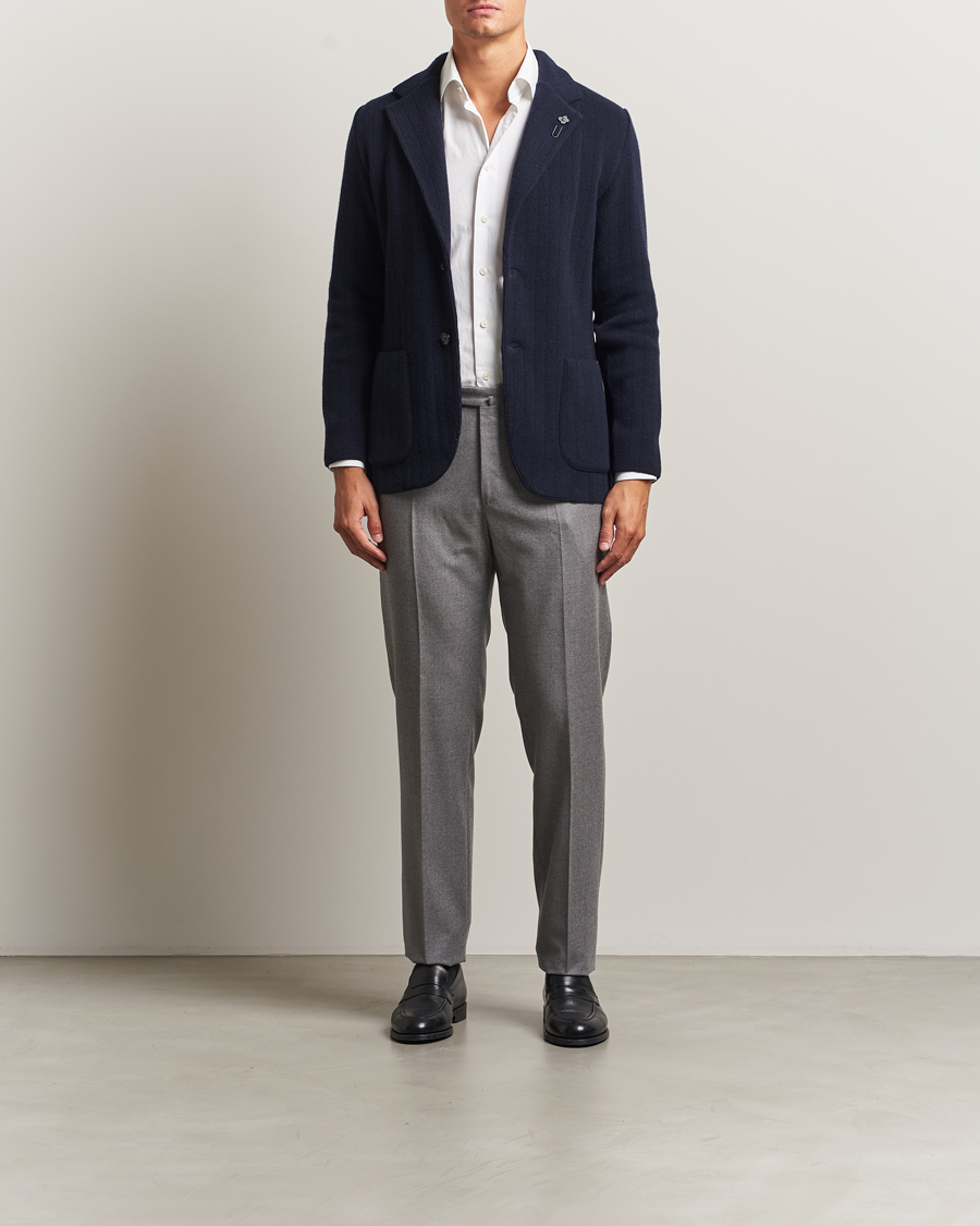 Men | Blazers | Lardini | Wool/Cashmere Knitted Blazer Navy