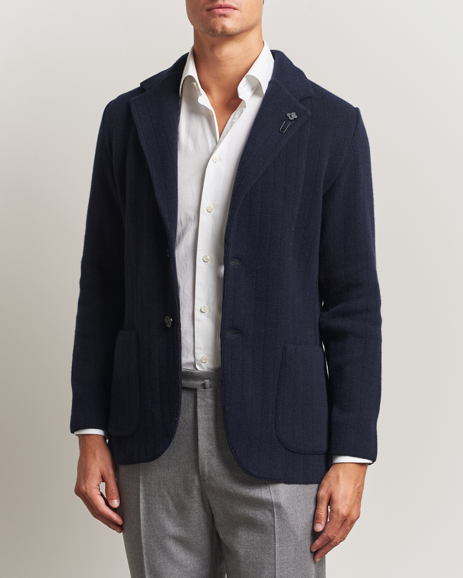 Men | Blazers | Lardini | Wool/Cashmere Knitted Blazer Navy